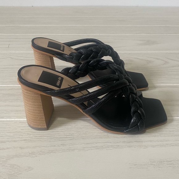 Dolce Vita Pipin black embossed leather block heels - Picture 2 of 5